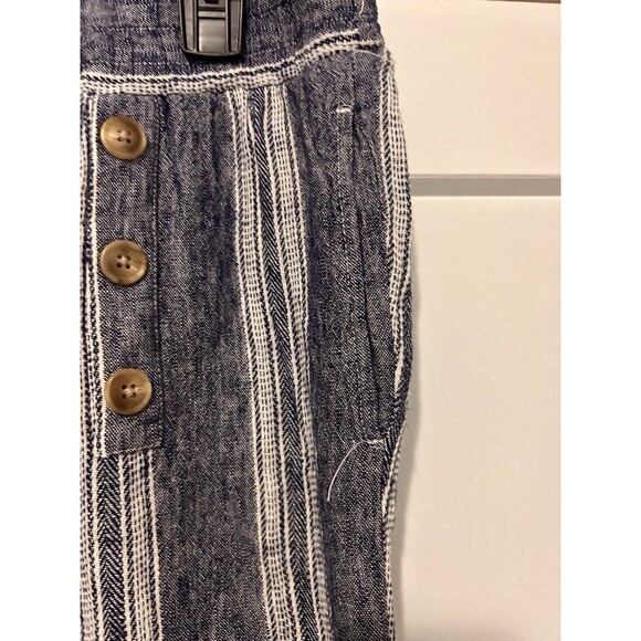 Marissa Olivia Womens Blue White High Rise Wide Leg Linen Blend Pants Size Large - Picture 4 of 7